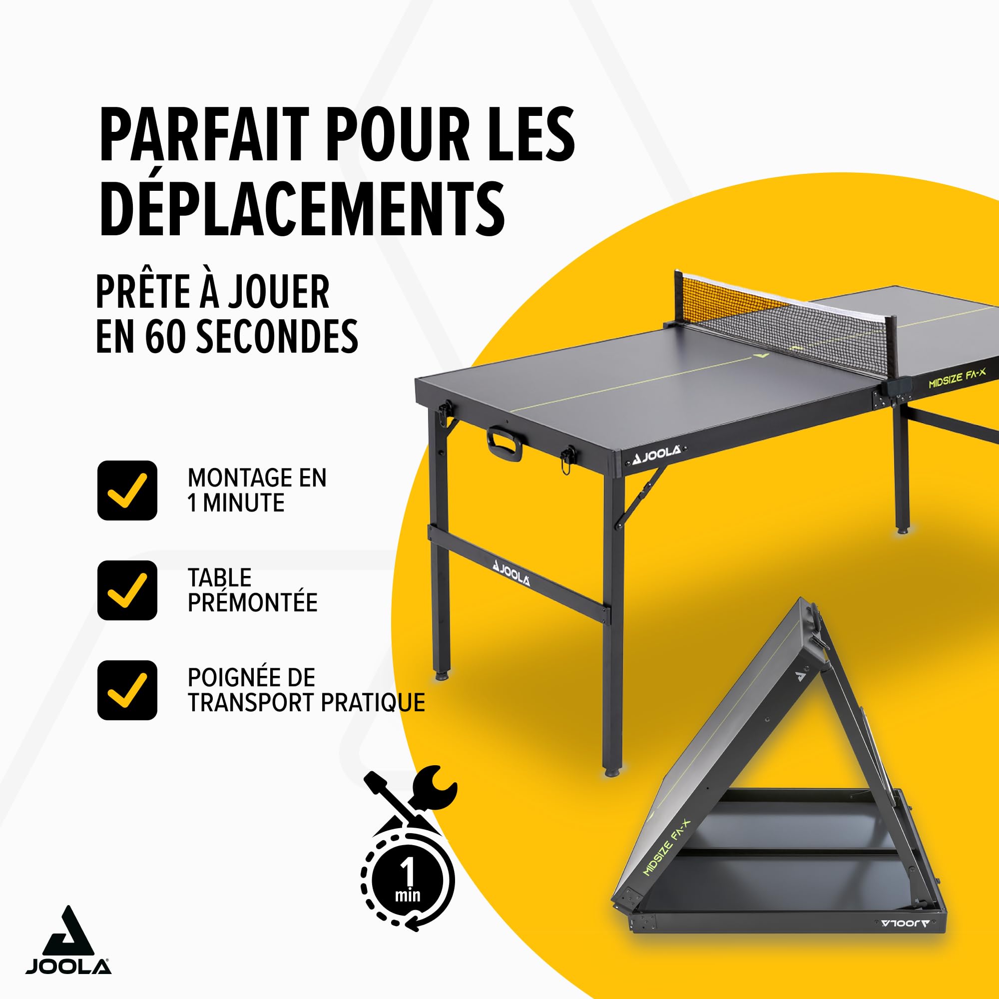 JOOLA Table de ping-Pong FA-X Taille Moyenne Design Valise compacte