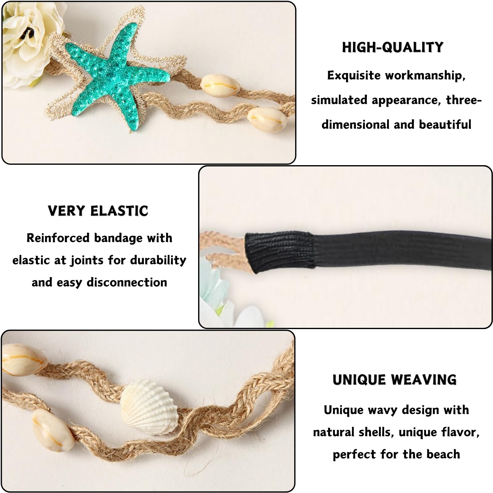 LUFFLOK 3 Pieces Flower Crown Headbands, Multicolour Flower Garland, Hair Floral Wreath - Image 3