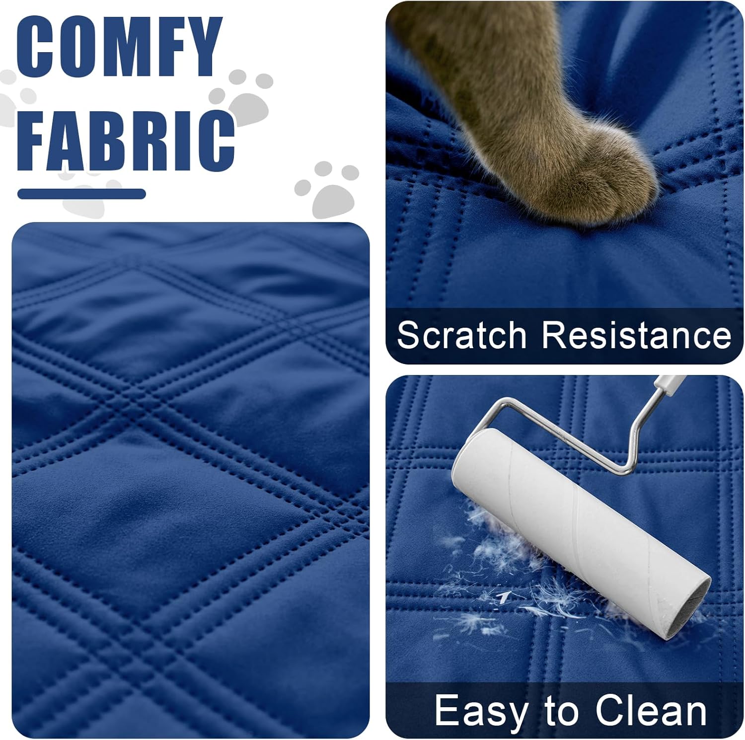 Smiry Waterproof Dog Bed Cover Blanket 52x82, Soft Reversible Pet Blanket, Washable Leakproof Cats Dogs Couch Cover for Sofa, Couch, Furniture, Navy/Blue - Image 4