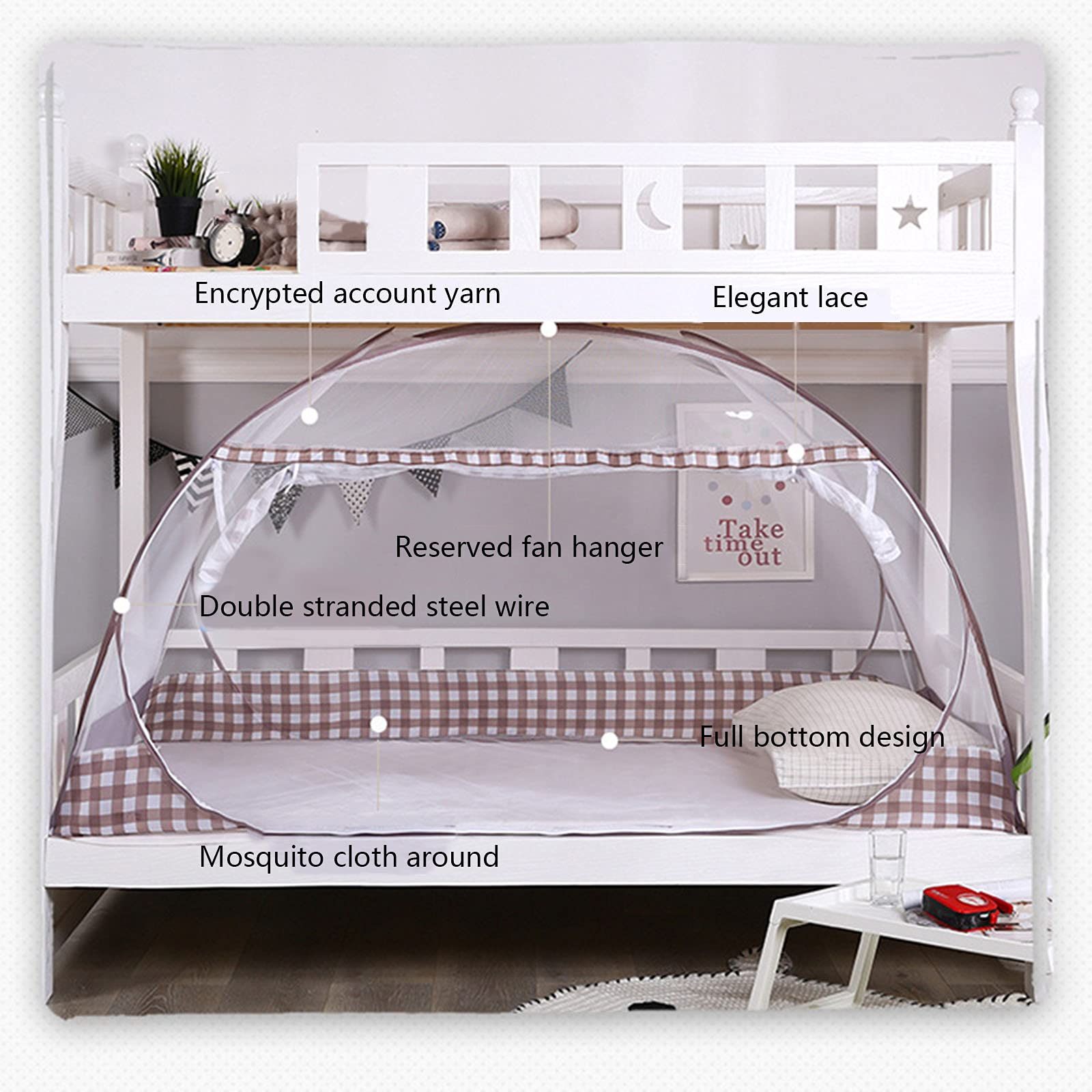 Moustiquaires Pliables À Très Grande Entrée, Moustiquaires De Yourte Pop-Up pour Lit Simple, Empêcher Les Insectes D'assurer La Circulation De L'air,E,1 * 2 * 1M