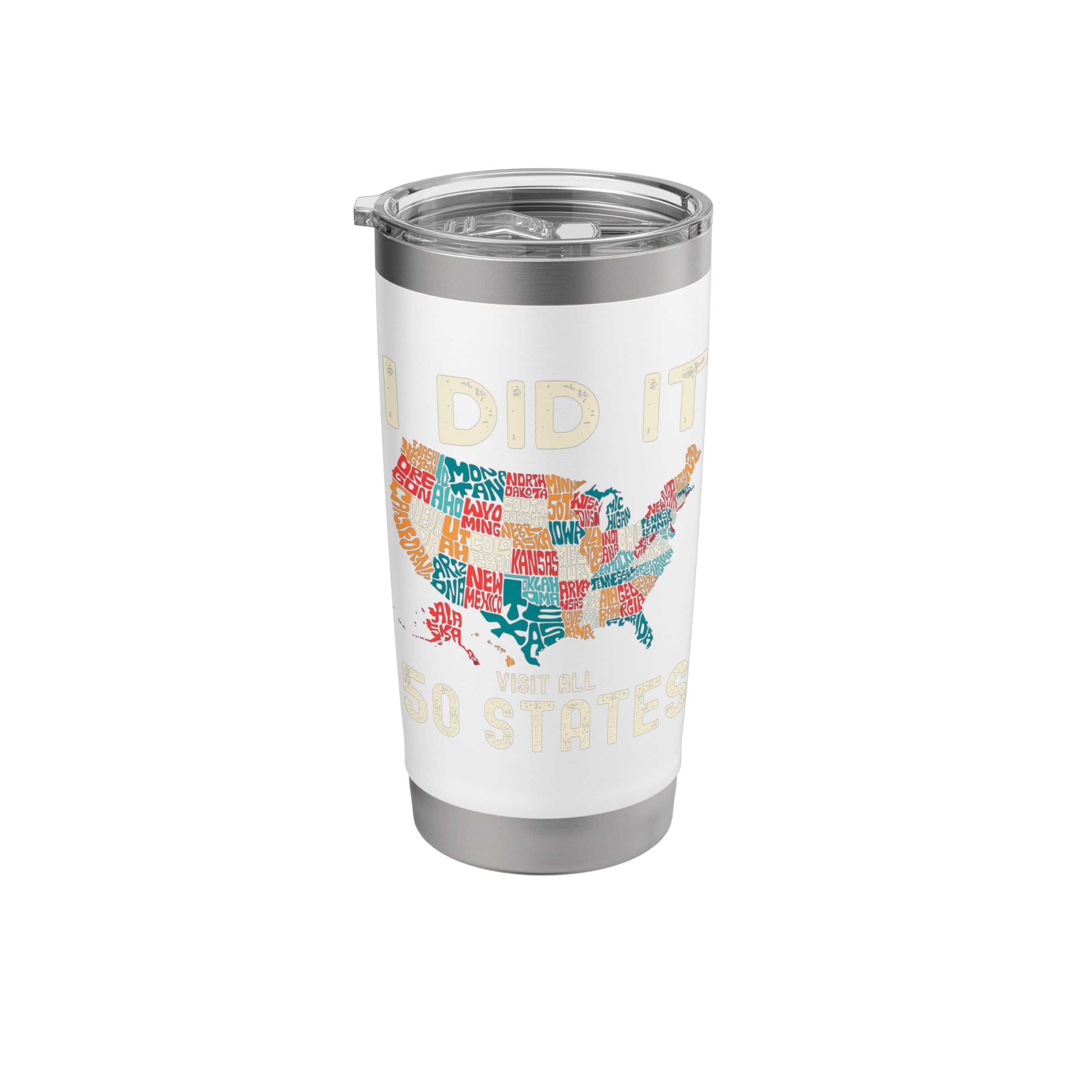 Visited All 50 US States USA Map Travel Visit America States Stainless Steel Insulated Tumbler