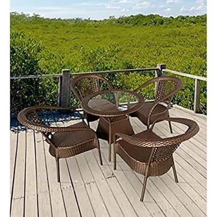PRIME PIGEON Patio D-8 Patio|Indoor| Outdoor| Living Room | Balcony | Garden | Chair Table Set 4+1 |Furniture Set |Coffee Chair SetPowder Coated| (Golden)