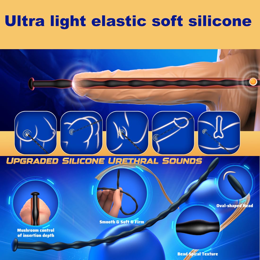 4 Dilatatori per Uomini, Dilatatori in Silicone, Sondaggi Uretrali Flessibili per Stimolazione e Massaggio Prostatico, Silicone Morbido per Uso Sicuro