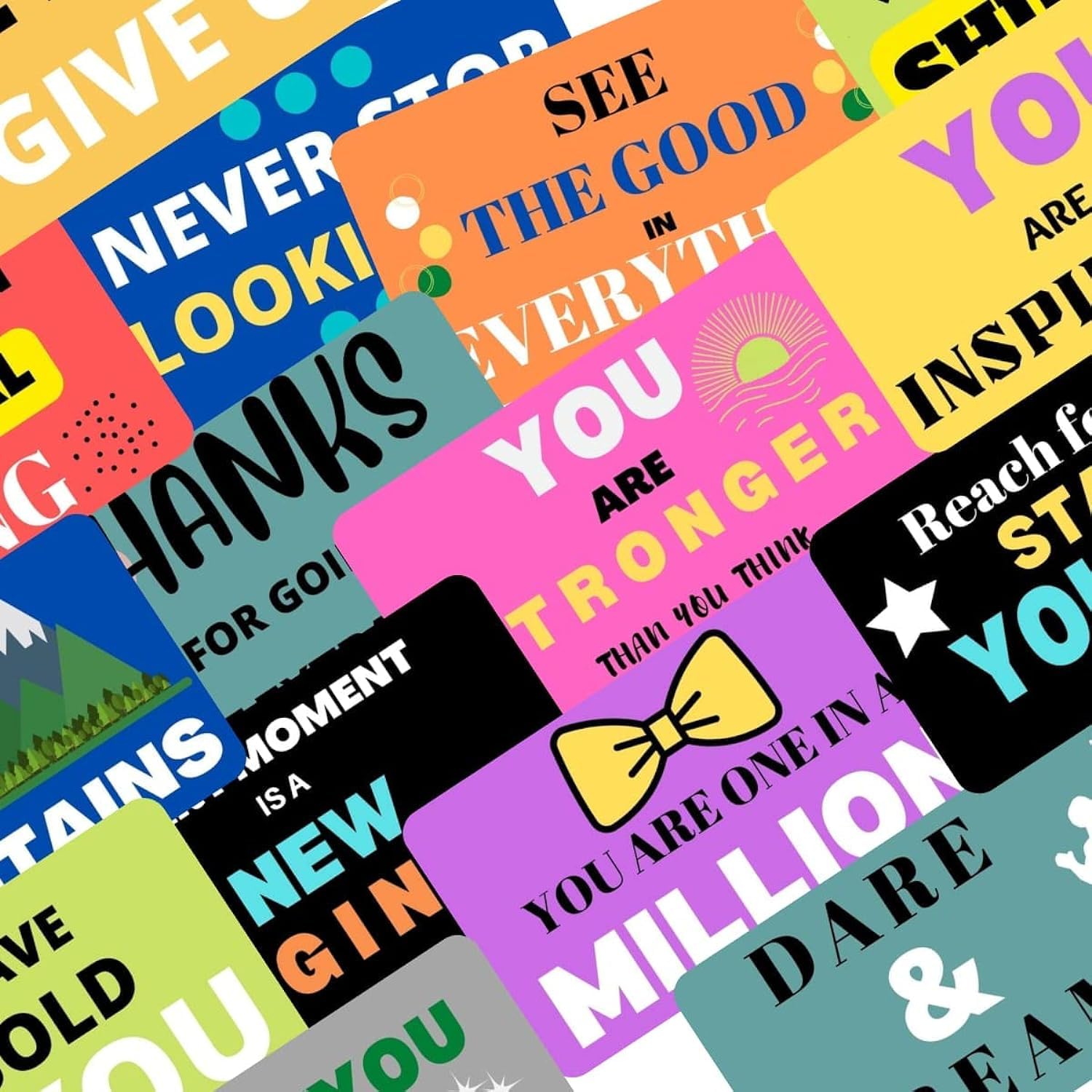 valuxe 100 Inspirational Quote Cards - Motivational, Encouragement, Gratitude, Kindness & Self Care Card Deck. Each with a Different Inspiring Message Business Card