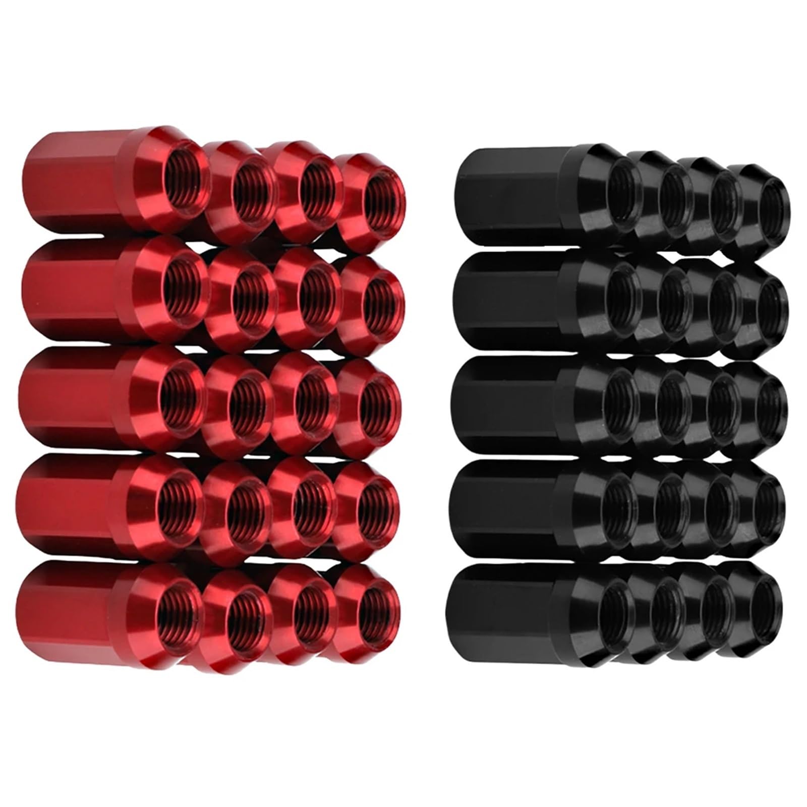 Auto Rad Zubehör Kompatibel Mit Hyundai 20 Stück Radmuttern M12 x 1,5, Radmuttern, Sechskant, 19 mm, geschlossenes Ende, Kegelbasis, Autozubehör(Red)
