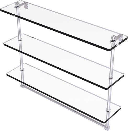 Miniatura 7 de Allied Brass PR-516TB - Estante de cristal integrado de triple nivel de 16 pulgadas, color negro mate