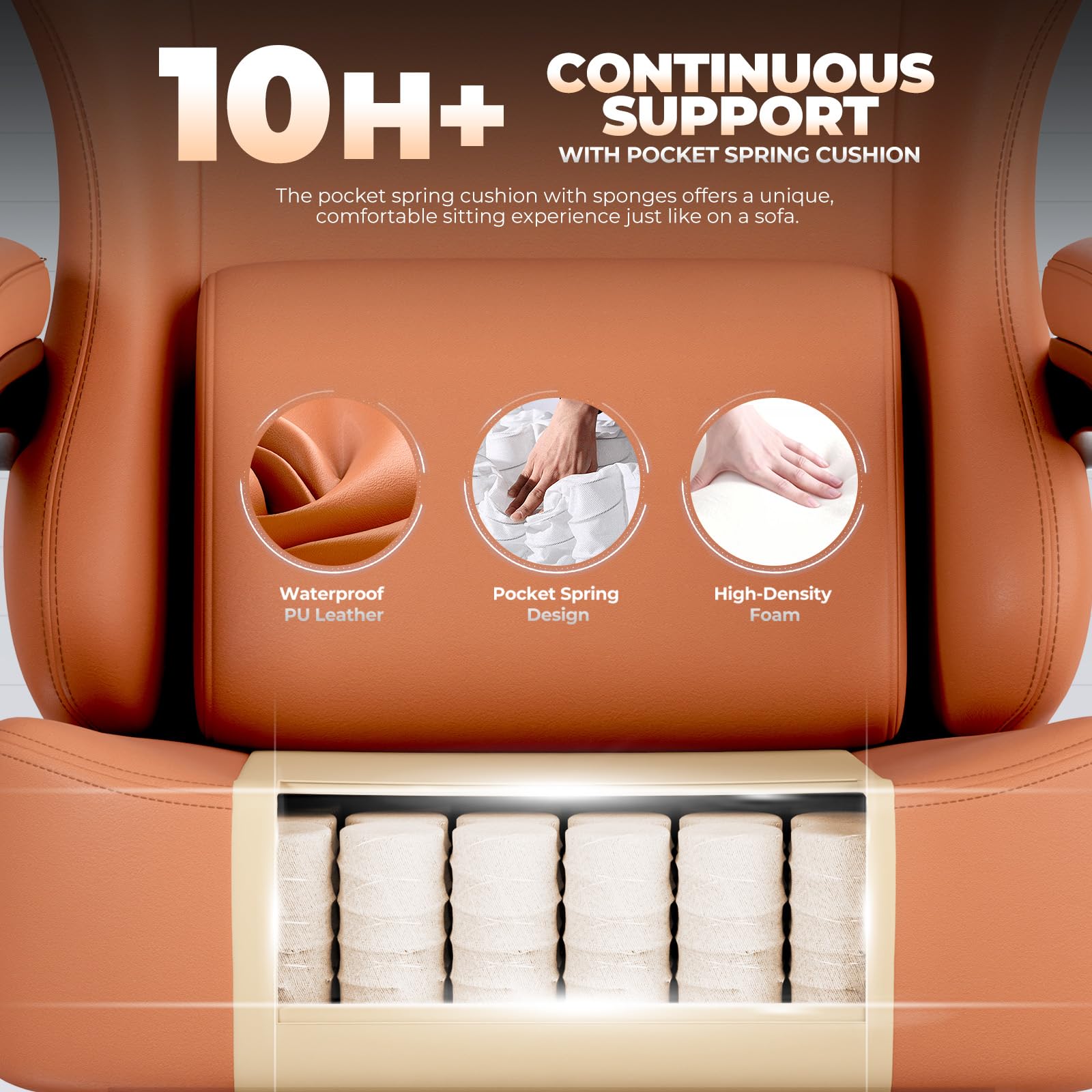 GTPLAYER Sedia da gioco, traspirante, sedia da ufficio, ergonomica, in tessuto di alta qualità, ergonomica, schienale regolabile a 160°, poggiapiedi estraibile,carico 180 kg,arancione