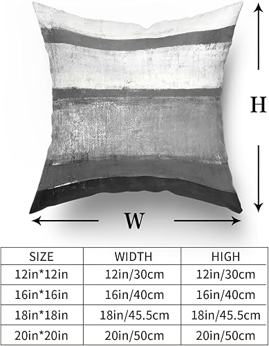 Miniatura 6 de Fundas de almohada negras, blancas y grises de 18x18, juego de 2, almohadas modernas de arte abstracto a rayas en color gris claro, fundas de