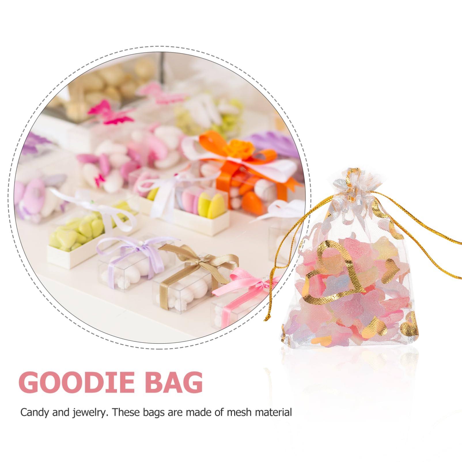 JECOMPRIS 300pezzi Sacchetti Organza Trasparenti Con Cordino Per Matrimonio e Compleanni Perfetti Per Gioielli e Dolciumi Eleganti e Pratici Per Ogni Occasione