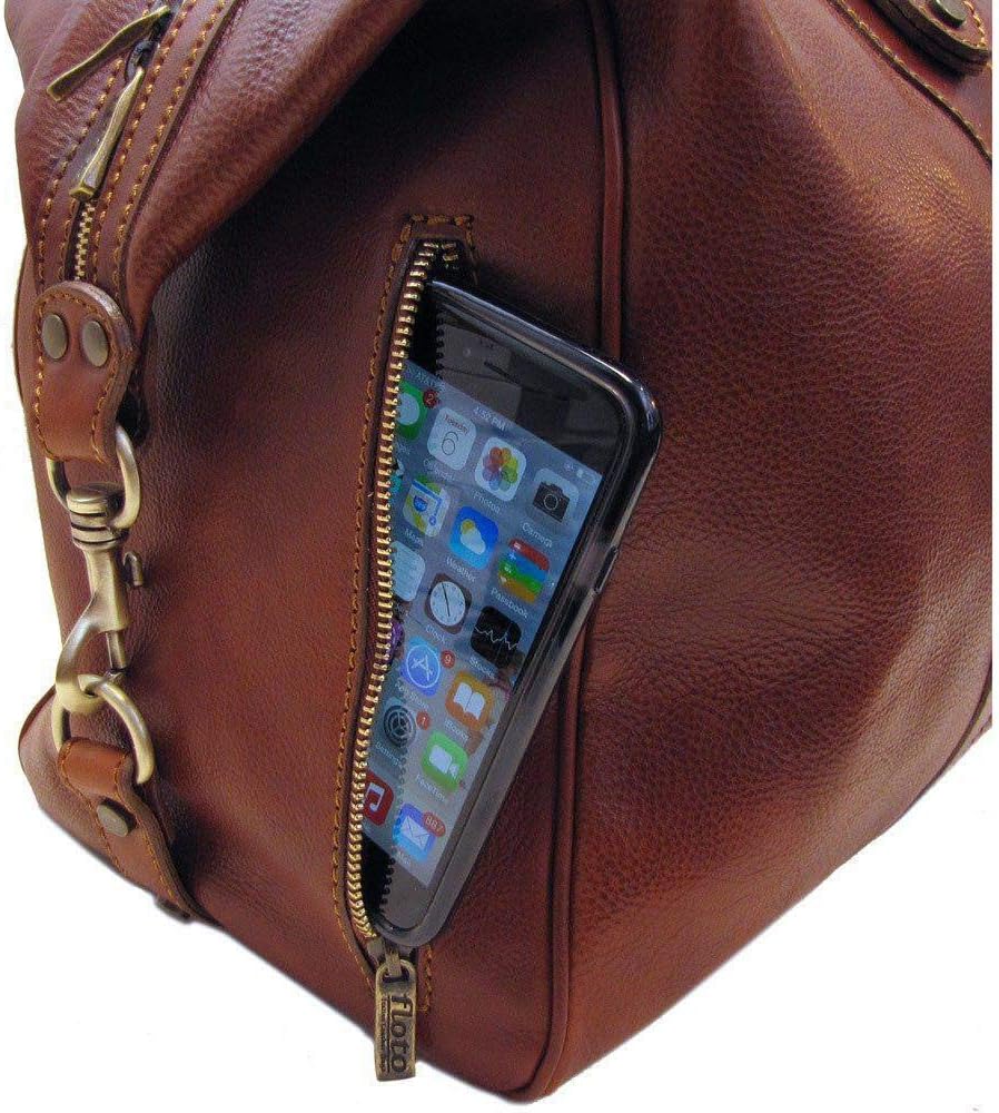  | Floto Roma Travel Bag Saddle Brown Large Italian Leather Weekender Duffle | Travel Duffels