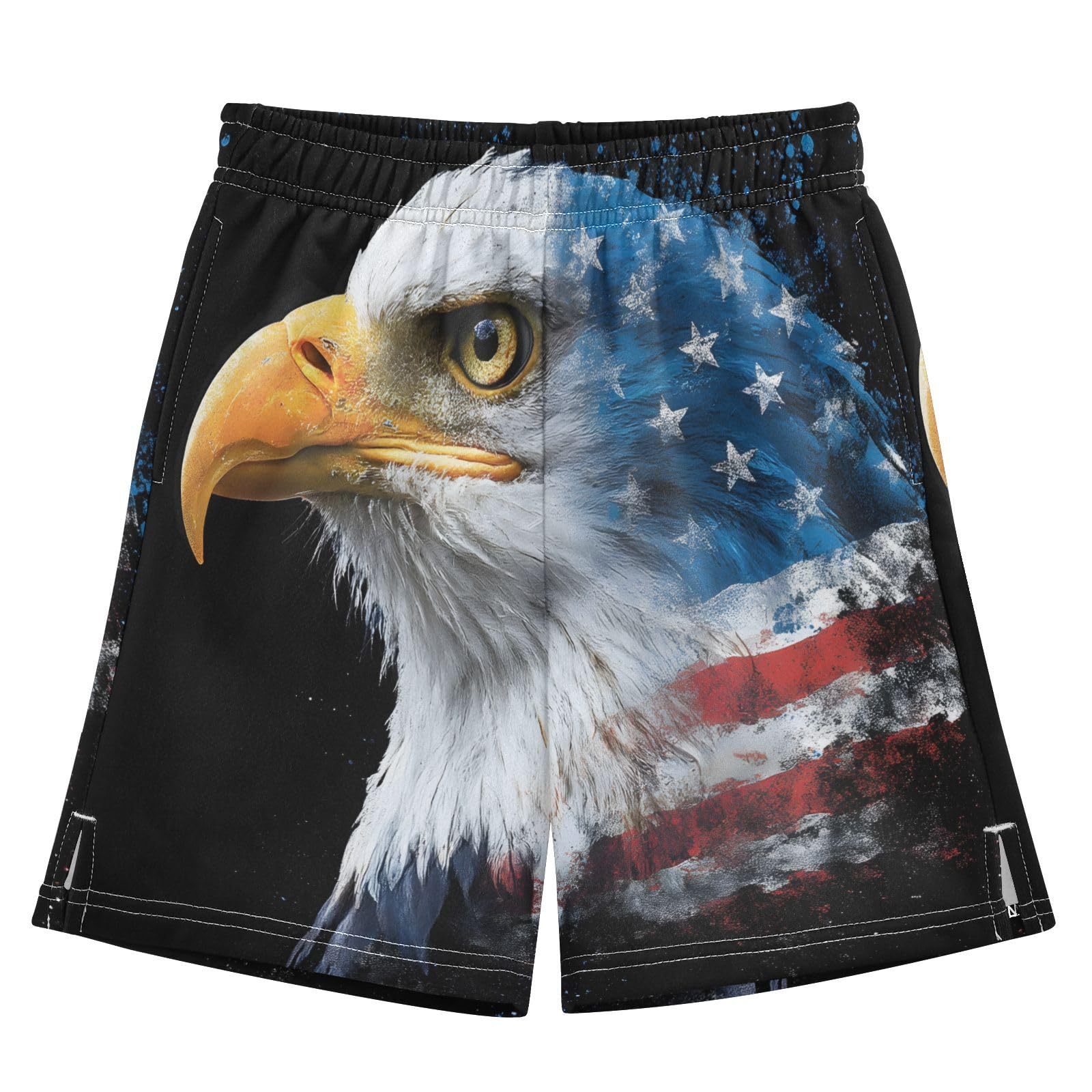 Eagle American Flag Boys Athletic Shorts Kids with Pockets Shorts for boy Girls 12-13 Y Multicolor