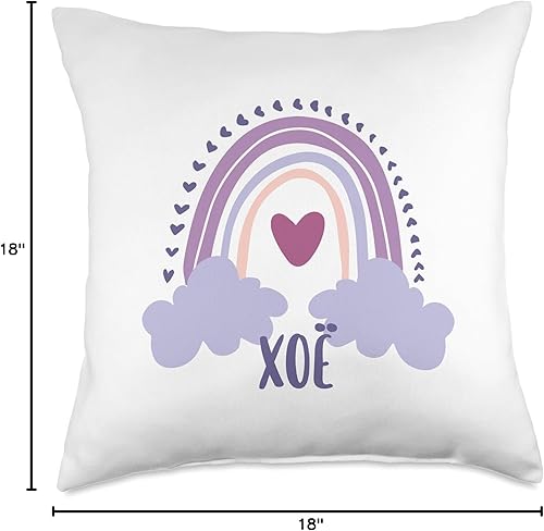 Miniatura 4 de Cute Rainbow Name Designs Xoë - Cojín colorido con nombre personalizado de arcoíris, 18 x 18 pulgadas, multicolor