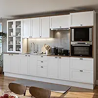 Cozinha Completa Modulada 100% Mdf 6 Peças com Cristaleira Iluminata Branco/Ébano