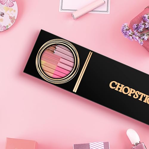 Vista 42 de GLAMFIELDS 10 pares de palillos de fibra de vidrio, sushi, reutilizables, aptos para lavavajillas, 9.5 pulgadas, flor negra