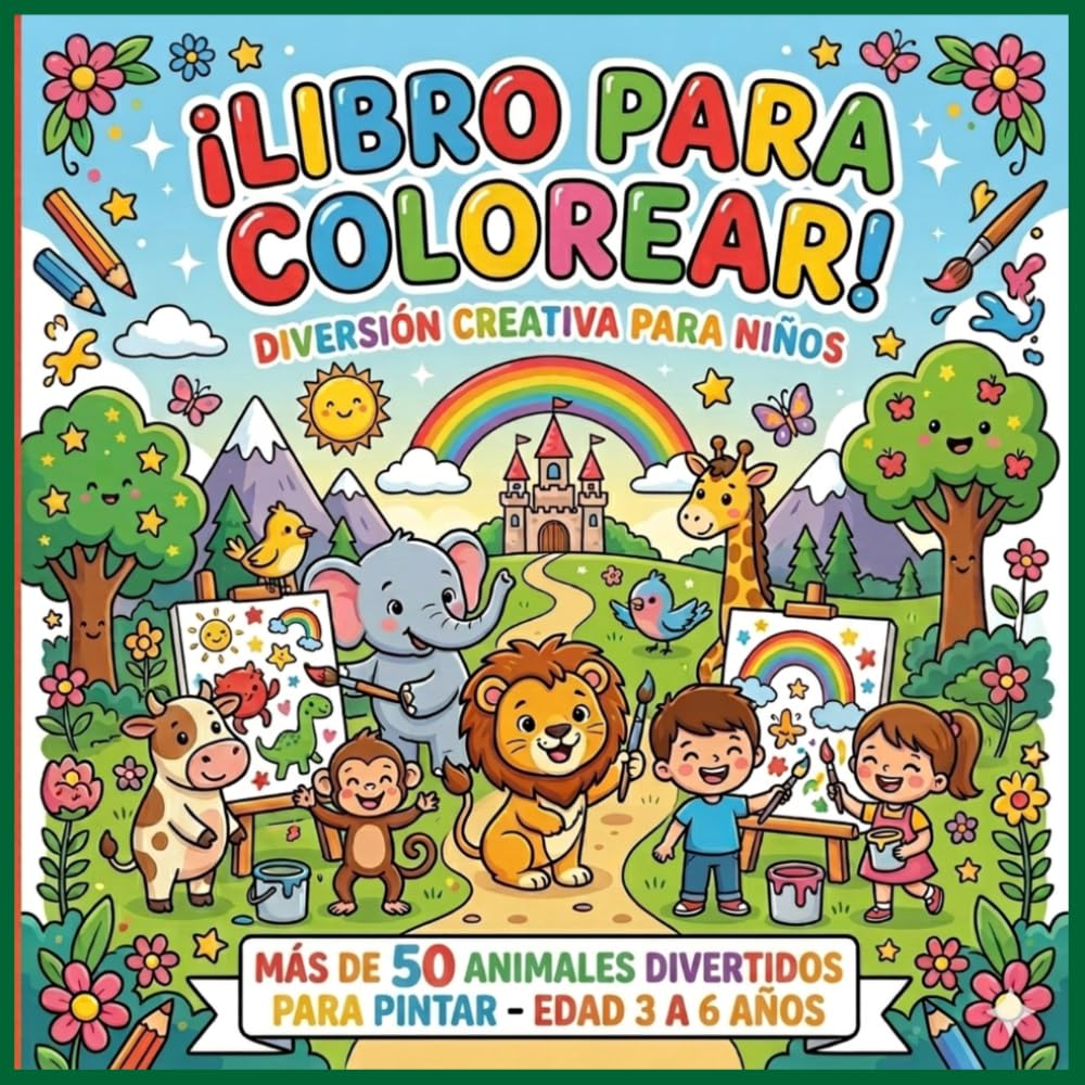 LIBRO PARA COLOREAR: MÁS DE 50 ANIMALES DIVERTIDOS PARA PINTAR EDAD 3 A 6 AÑOS