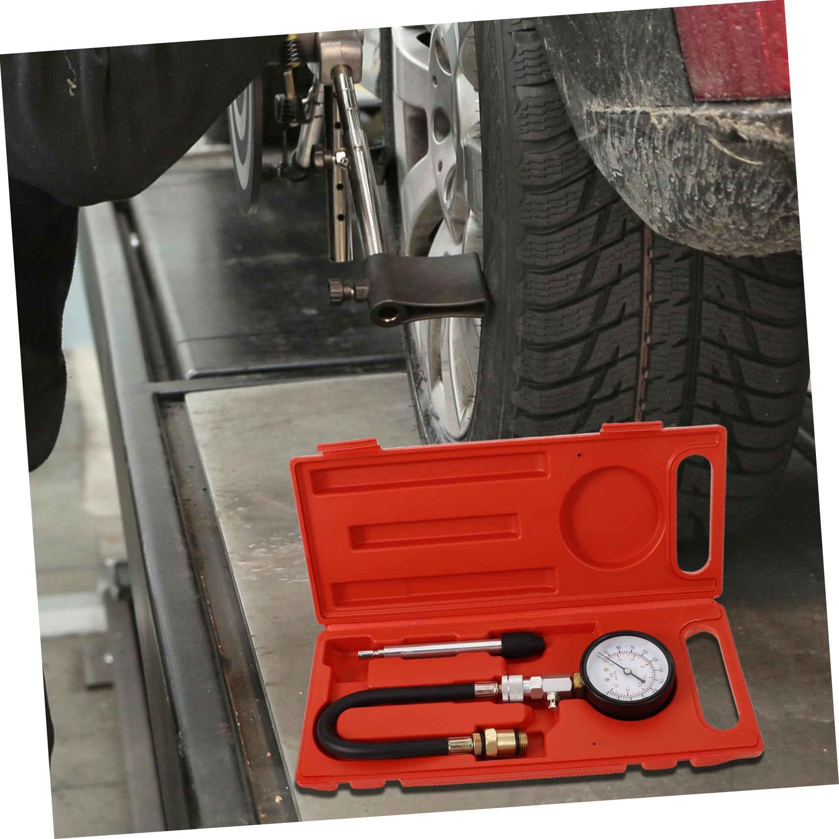 SOIMISS 1 set Kit Tester Compressione per Auto Strumento Professionale per Misurazione Pressione Cilindri Compatibile con Diversi Tipi Design Compatto e per Facilità Trasporto