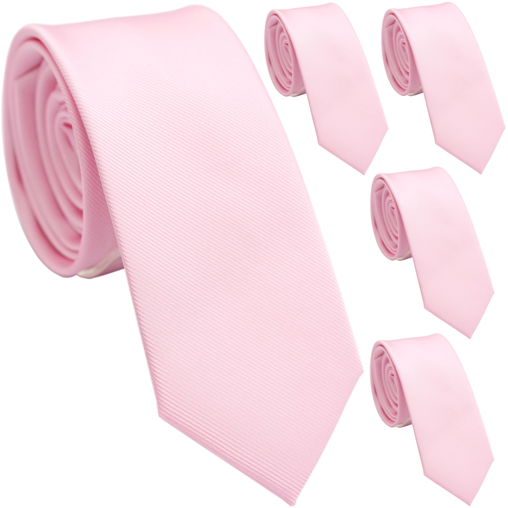 ZENXUS Skinny Ties for Men, Solid Color 2.5 inch Slim Neckties 1 or 5 Pack Plain Tie