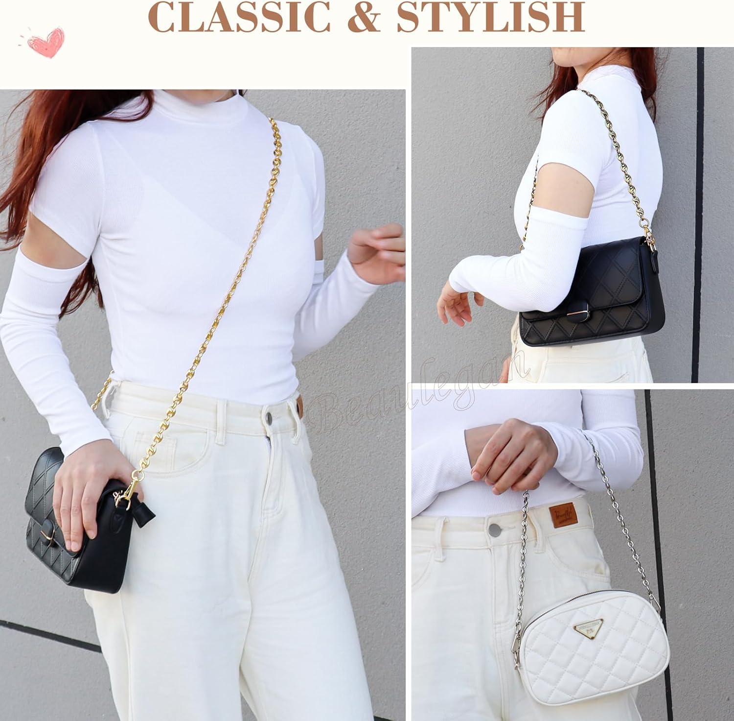 Beaulegan Luxury Purse Chain Handle Strap Replacement for Shoulder Crossbody Bag or Handbag, 23.6 Inch Long(Silver) - Image 7