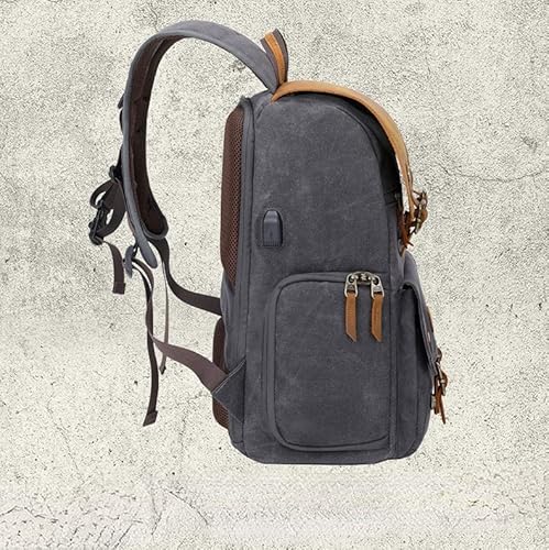 Mochila vintage para câmera de grande capacidade, mochila para uso ao ar livre com compartimento par