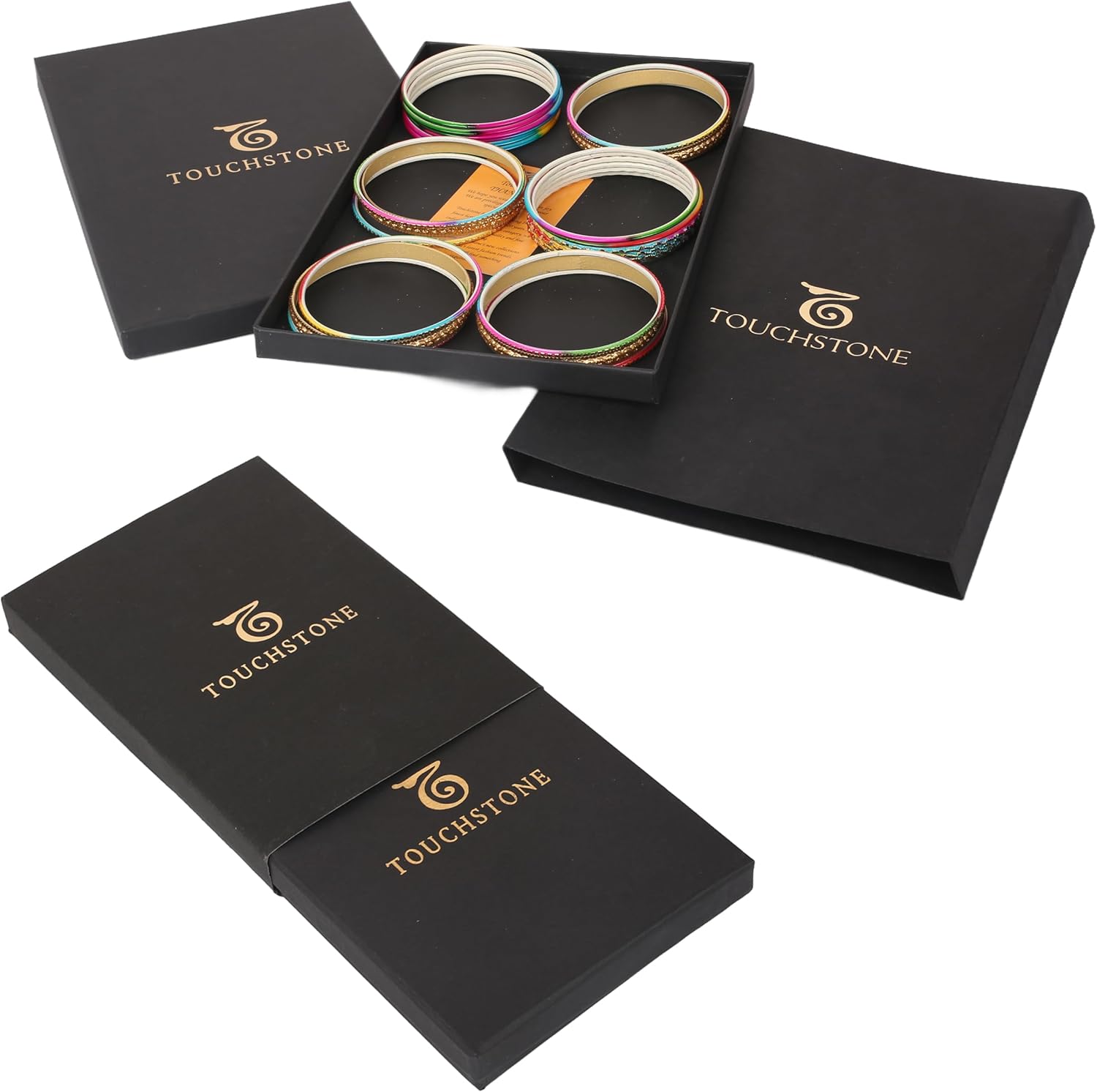 Touchstone "Gorgeous Rainbow Bangle Collection. Indian Bollywood Multicolor Designer Jewelry Bangle Bracelets. Set of 24. In Antique Gold Tone For Women. - Image 3