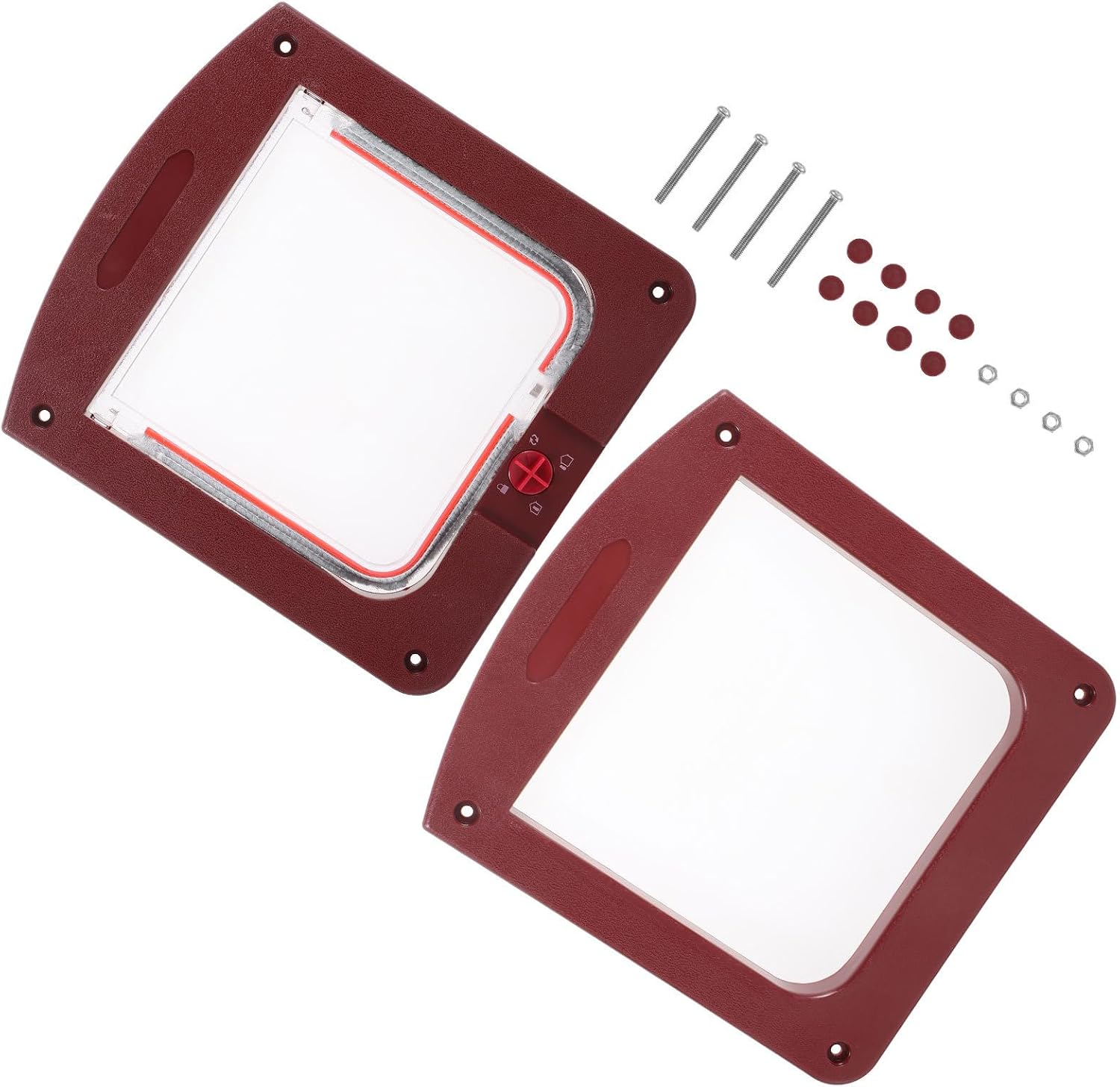 Pet Flap Door Double-Sided Cat Flap Heavy Duty Pet Door with Lock for Cats and Small Dogs, Brown, Indoor and Outdoor Use, Easy Access Passage