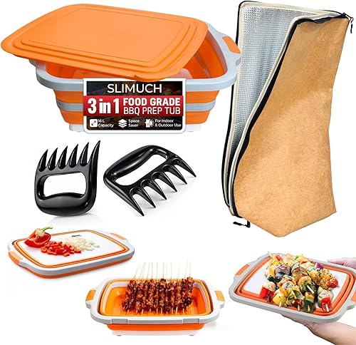 3 in 1 BBQ Prep Tub + BBQ Blanket + Meat Claws | 21" Meat Resting Bag Triple Lay