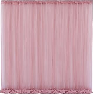 10x10 Dusty Rose Tulle Backdrop Curtains for Parties, Sheer Backdrop Curtain Wedding Photo Background Drapes for Baby Shower Photography Birthday Party
