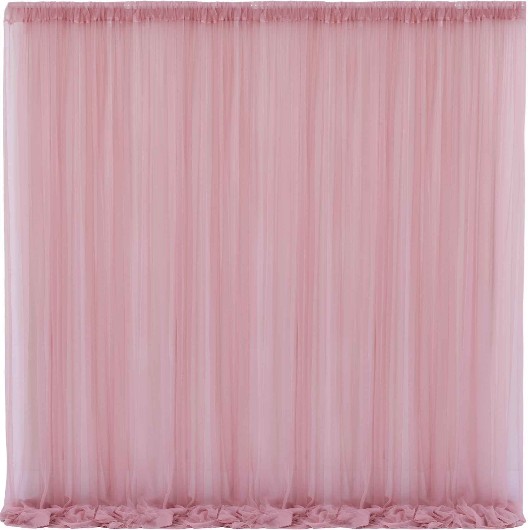 Photo 1 of 10x10 Dusty Rose Tulle Backdrop Curtains for Parties, Sheer Backdrop Curtain Wedding Photo Background Drapes for Baby Shower Photography Birthday Party