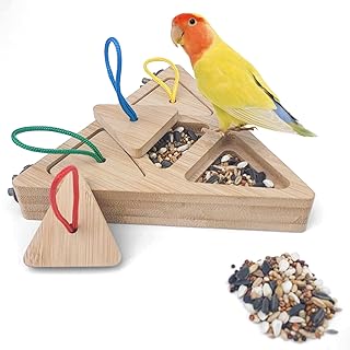 Bird Foraging Feeder Toy, Interactive Wooden Enrichment Foraging Toys for Small Pet, Parrot Chewing Toy, Bird Perches Stand for Parrots, Cockatoo, African Grey, Macaws, Amazon