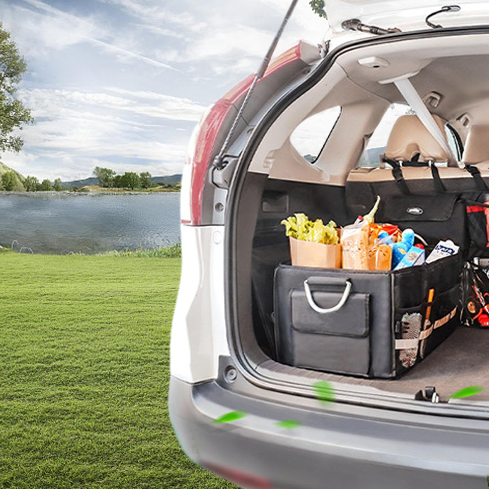 AAKOMA Organizer per Bagagliaio con Scomparto - Organizer Impermeabile in Tessuto Oxford per Bagagliaio dell'auto - Accessori per l'organizzazione dell'auto per Fuoristrada, Camion, Minivan, Auto