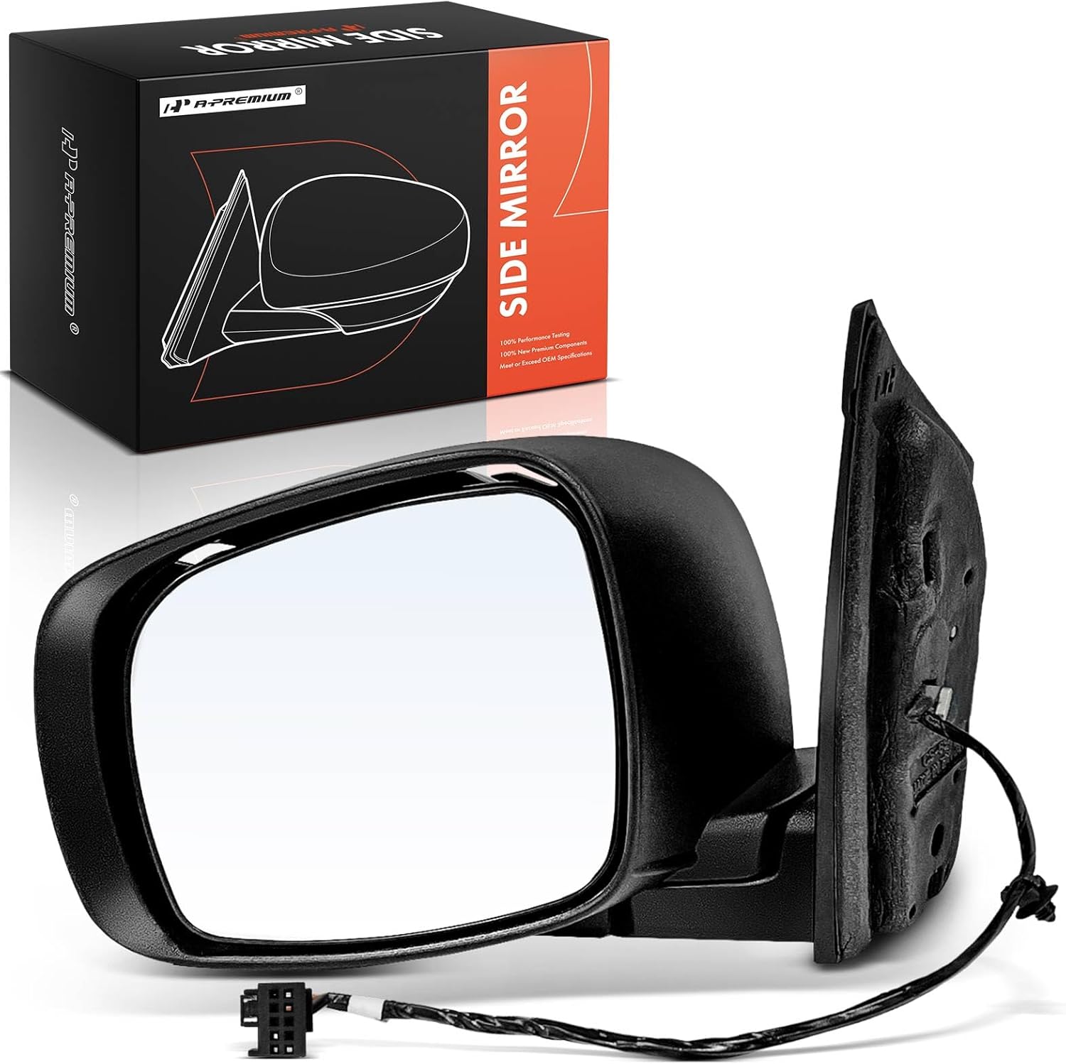 A-Premium Driver Side Power Door Mirror - Compatible with Dodge Grand Caravan & Chrysler Town & Country, 2008 2009 2010 - Heated Manual Folding Primed Black Outside Rear View Mirror