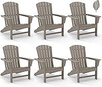 Vista 25 de GREENVINES Juego de 4 sillas Adirondack Plástico HDPE de grano de madera Silla de gran tamaño para hoguera Para todo tipo de clima Marrón