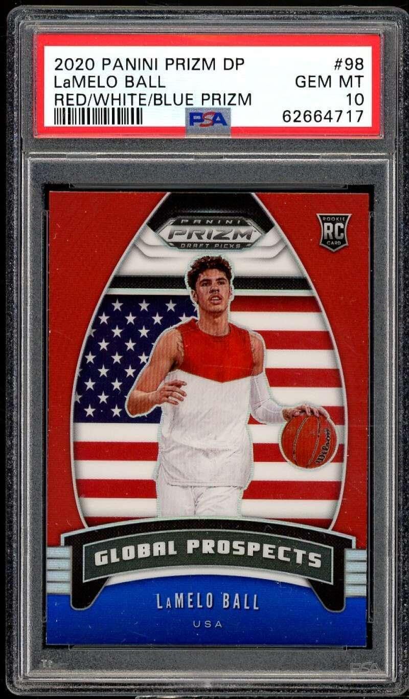 LaMelo Ball Rookie Card 2020-21 Panini Prizm DP Red White Prizm #98 PSA 10 - Basketball Slabbed Rookie Cards