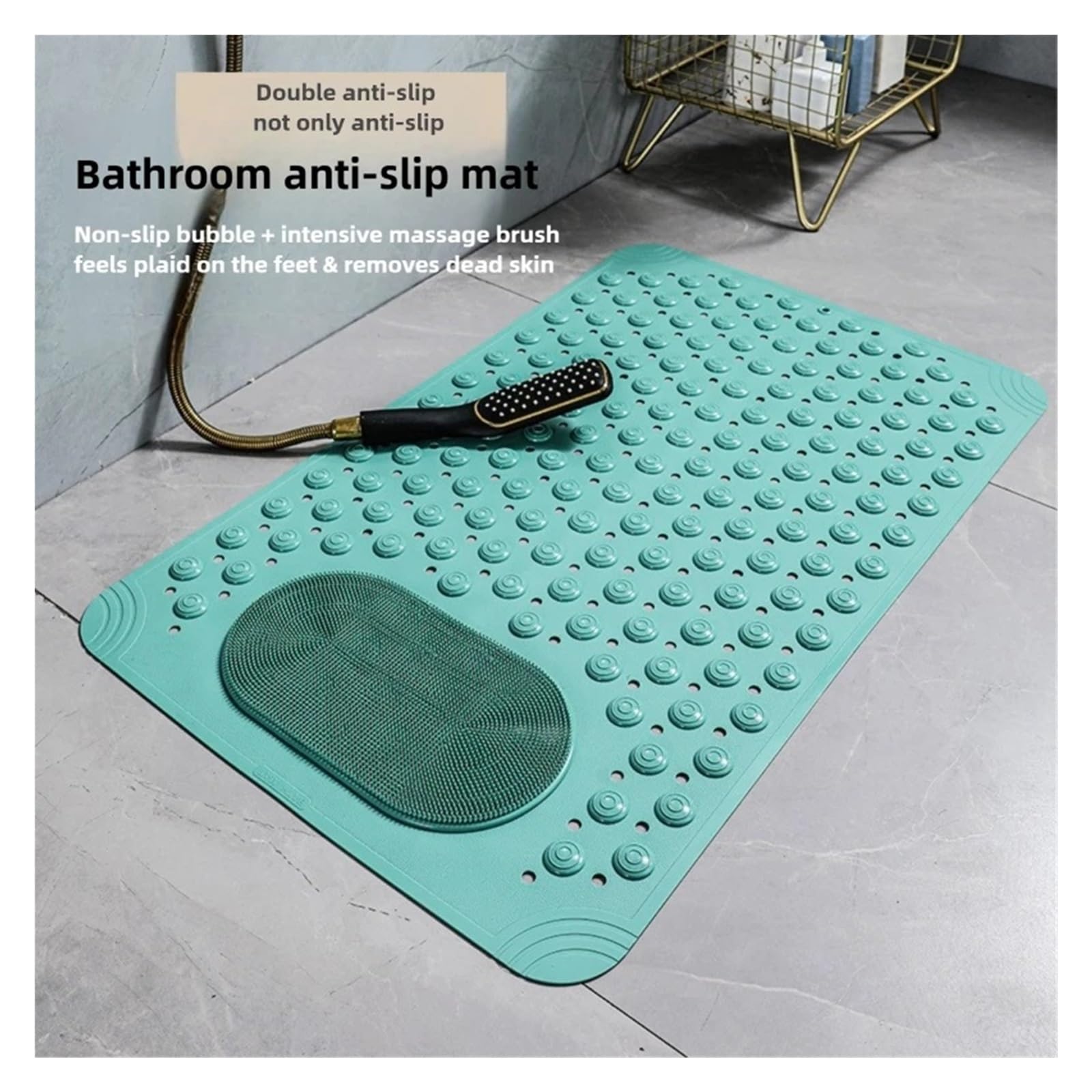 Alfombra BañEra Antideslizante Estera de Masaje Antideslizante Color sólido | Con ventosas for el piso del baño del hotel.(Grey,50x80cm)