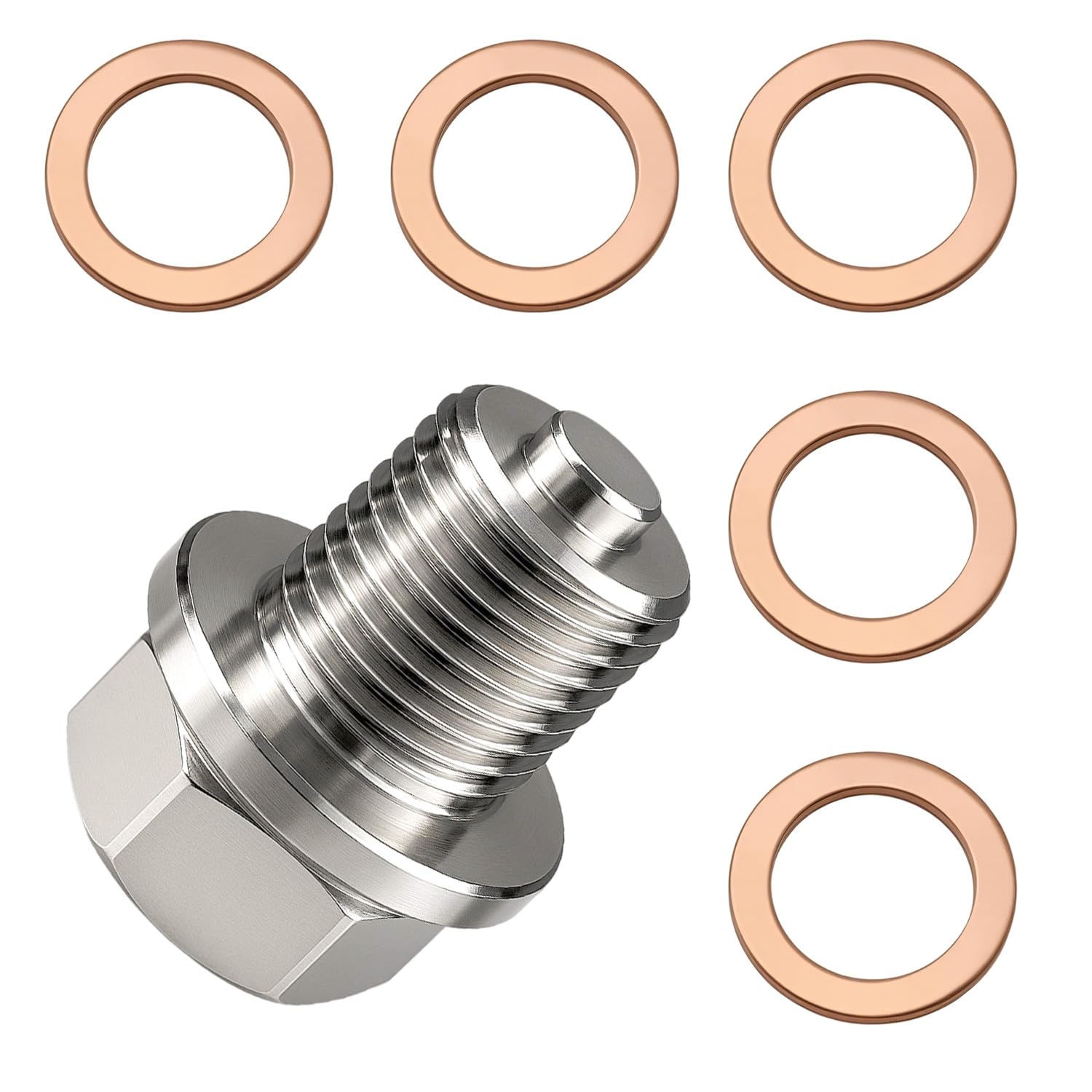 Magnetische Ölablassschraube M14x1,5 Mit 5 Dichtungen – Edelstahl Schraube Mit Magnet Für Auto, Motorrad Und Boot