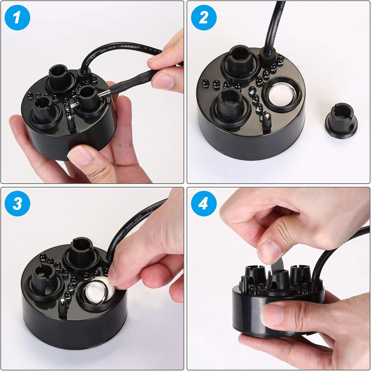 FITNATE Three-Head Mist Maker, Larger Fogger with 12 LED Light Fog Machine 1500ML/H Atomizer for Halloween, Pond, Garden, Rockery,Yard