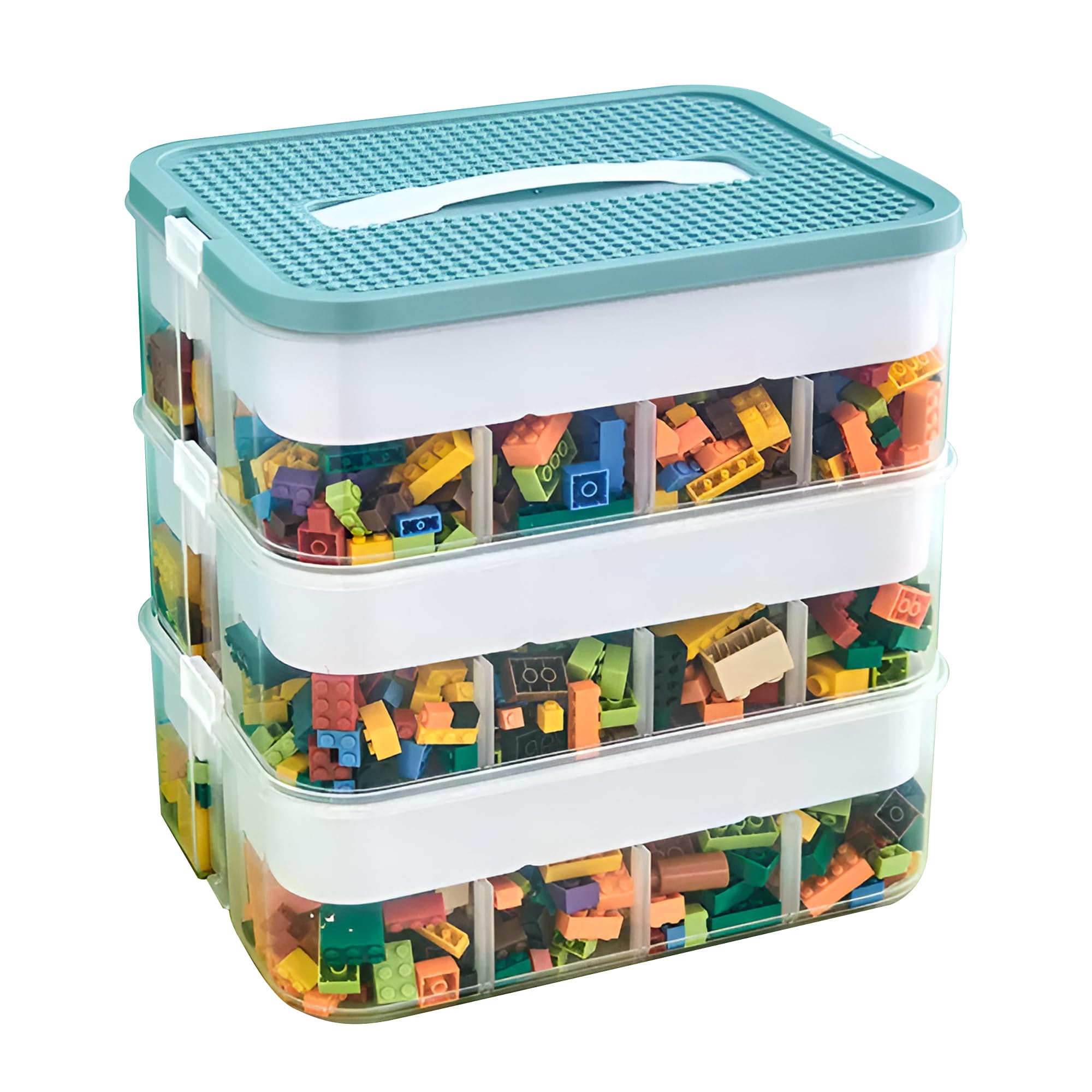 Caja de Almacenamiento para Niños con Tapa Bloques Construccion Niños Organizador para Lego Cajas Apilables Cajas Organizadoras para Piezas