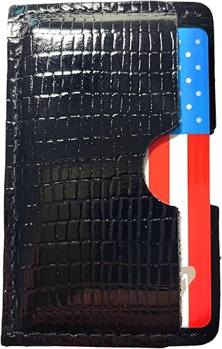 Tarjetero de cuero real para tarjetas de crédito, hecho a mano, 100% piel de vaca auténtica, diseño de reptil en relieve, cocodrilo de lagarto de