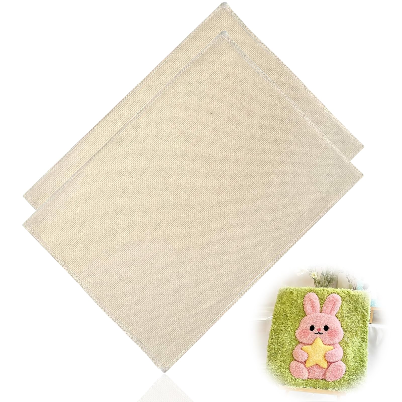 2PCS Embroidery Fabric, Monks Cloth for Punch Needle Cloth Cotton 80x50cm Overlocking Primary Tufting Clothes Cross Stitch Fabric for Cut Loop Pile Tufting Gun Punch Needle