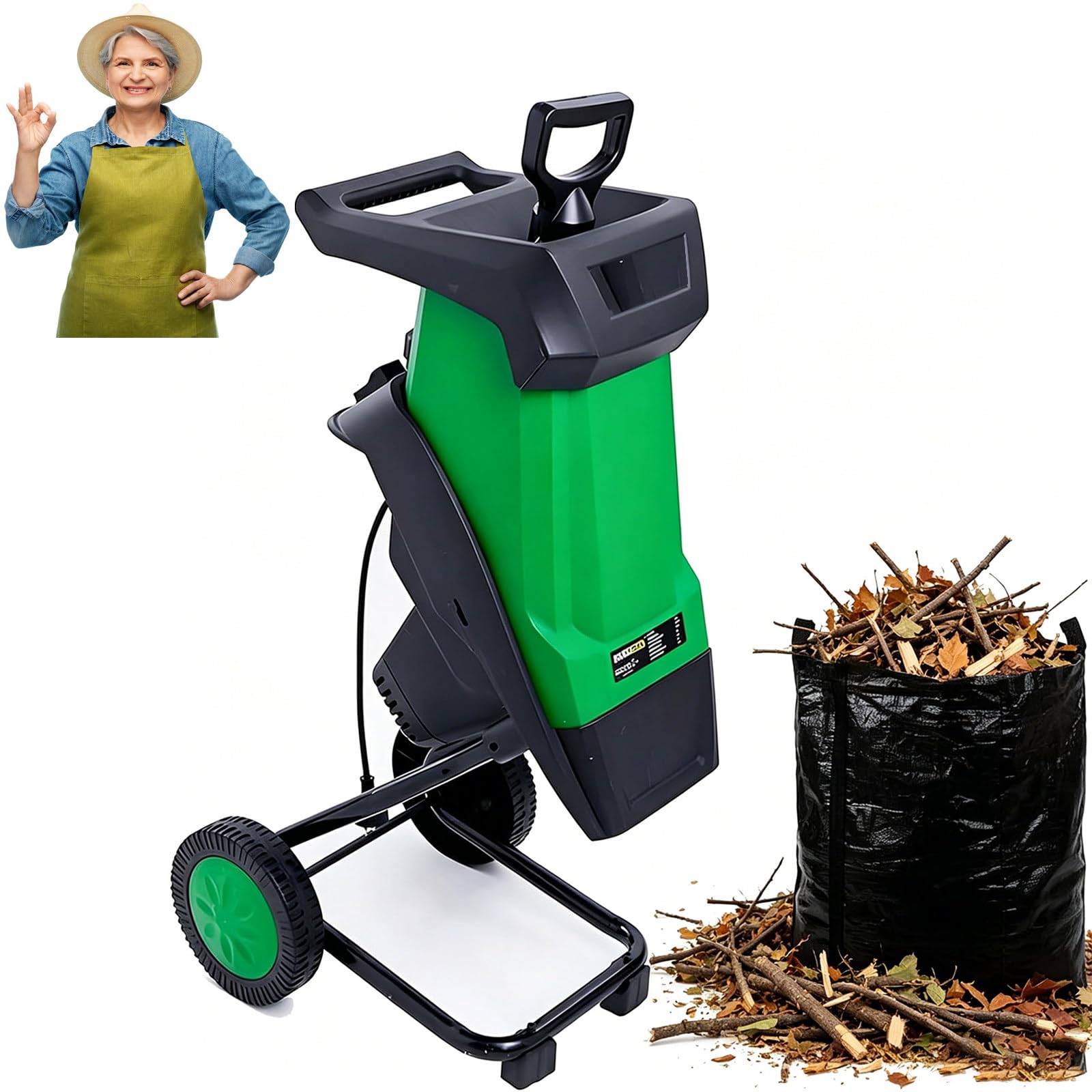 Trituratore da Giardino, biotrituratore a Scoppio, 2400W, 4500rpm, Lama Doppia, 40mm Taglio, Protezione sovraccarico, per Rami e Foglie, ristabilisce Ordine