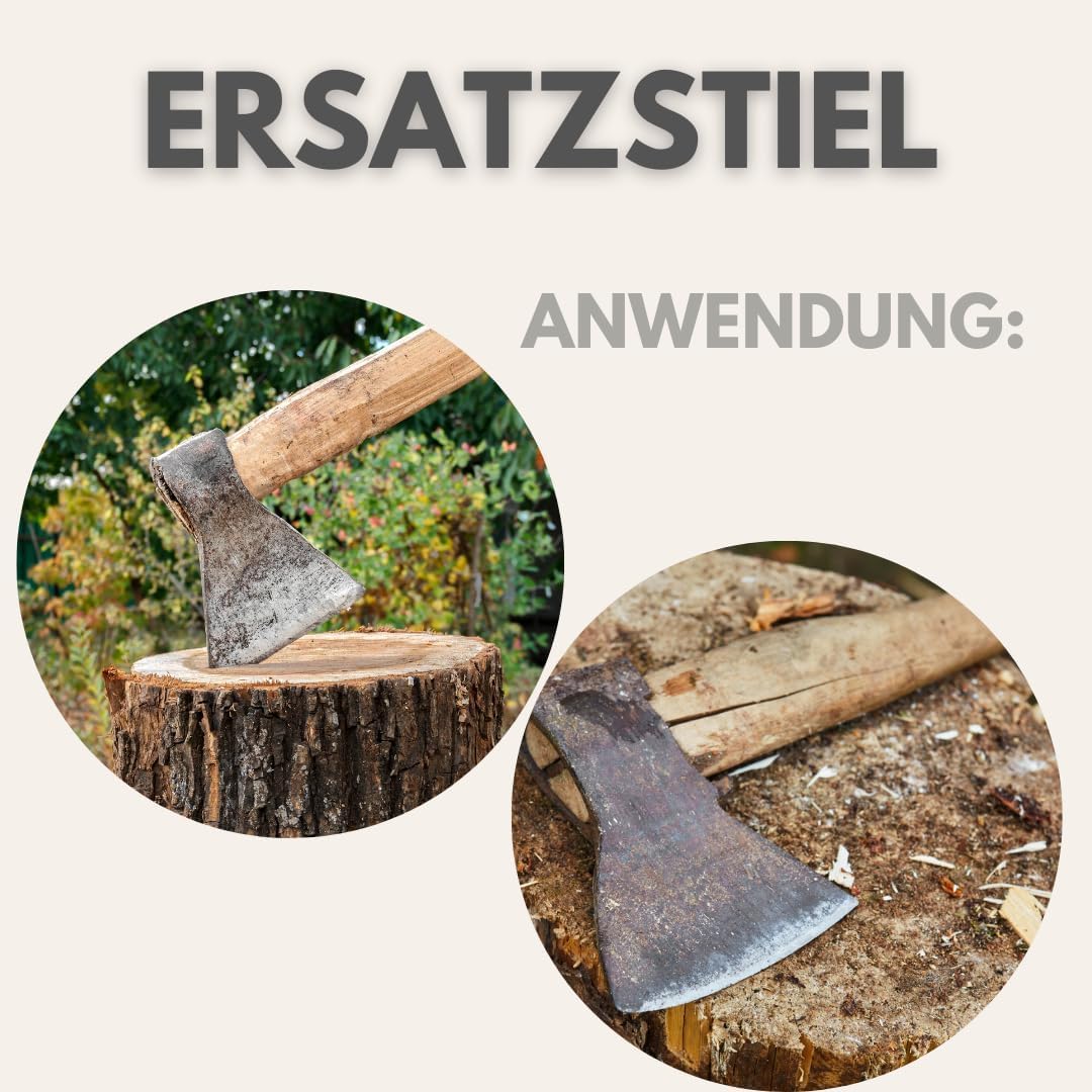 3x Axtstiel 90cm Ersatzstiel Beilstiel aus Buchenholz, 3 Stk. SET Robuster Stiel für Axt & Beil, Holzstiel mit Kuhfuß Ersatzgriff, EU-Qualität