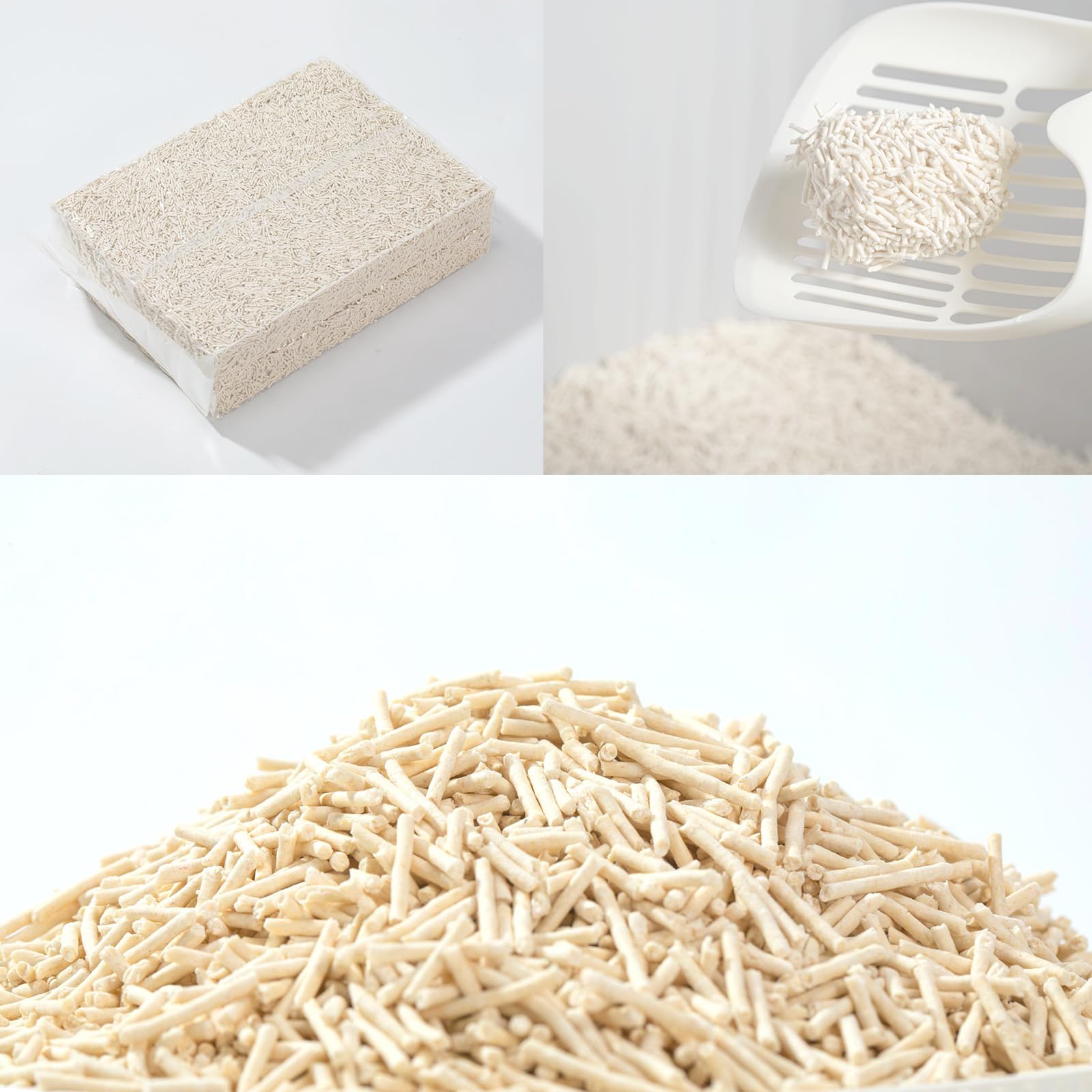 Arena para gatos de tofu de 12 libras (5.6 libras x 2 bolsas) aglutinante, 100% materias primas de grado alimenticio, aglomerante, desechable, ultra absorbente y de secado rápido, solubilidad en agua