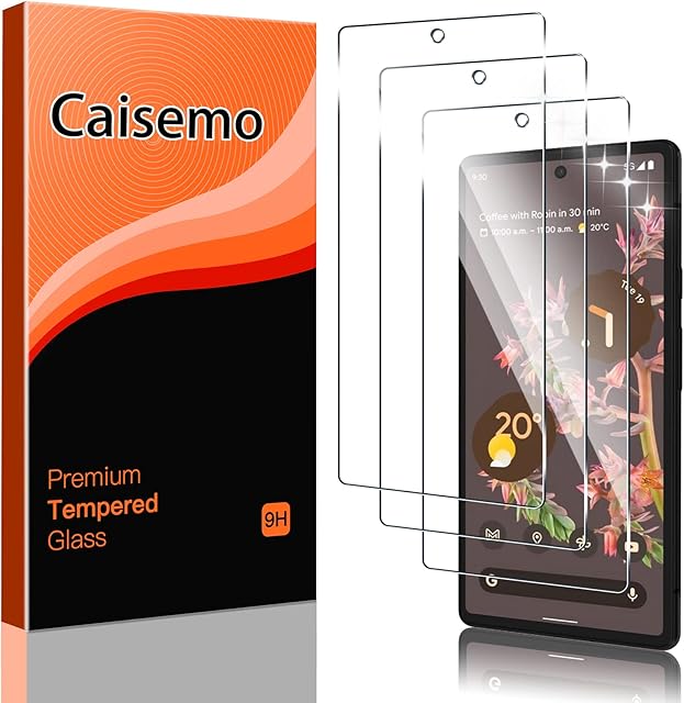 Caisemo (3 Pack) For Google Pixel 6 Tempered Glass Screen Protector,9H Hardness, Anti Scartch,Soft Touch