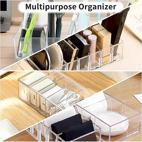 Miniatura 7 de Organizador de maquillaje acrílico desmontable de 8 compartimentos, organizador de maquillaje para cajón, perfume transparente, rubor, sombra de