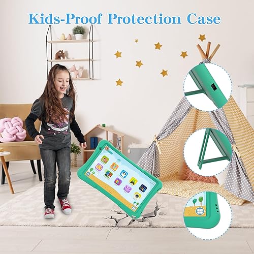 Miniatura 6 de 10 Inch Kids Android 14 Tablet, Parental Control, Educational, 10.1' IPS HD Display, Dual Camera, 6000mAh Battery, Toddler Tablet with Silicone