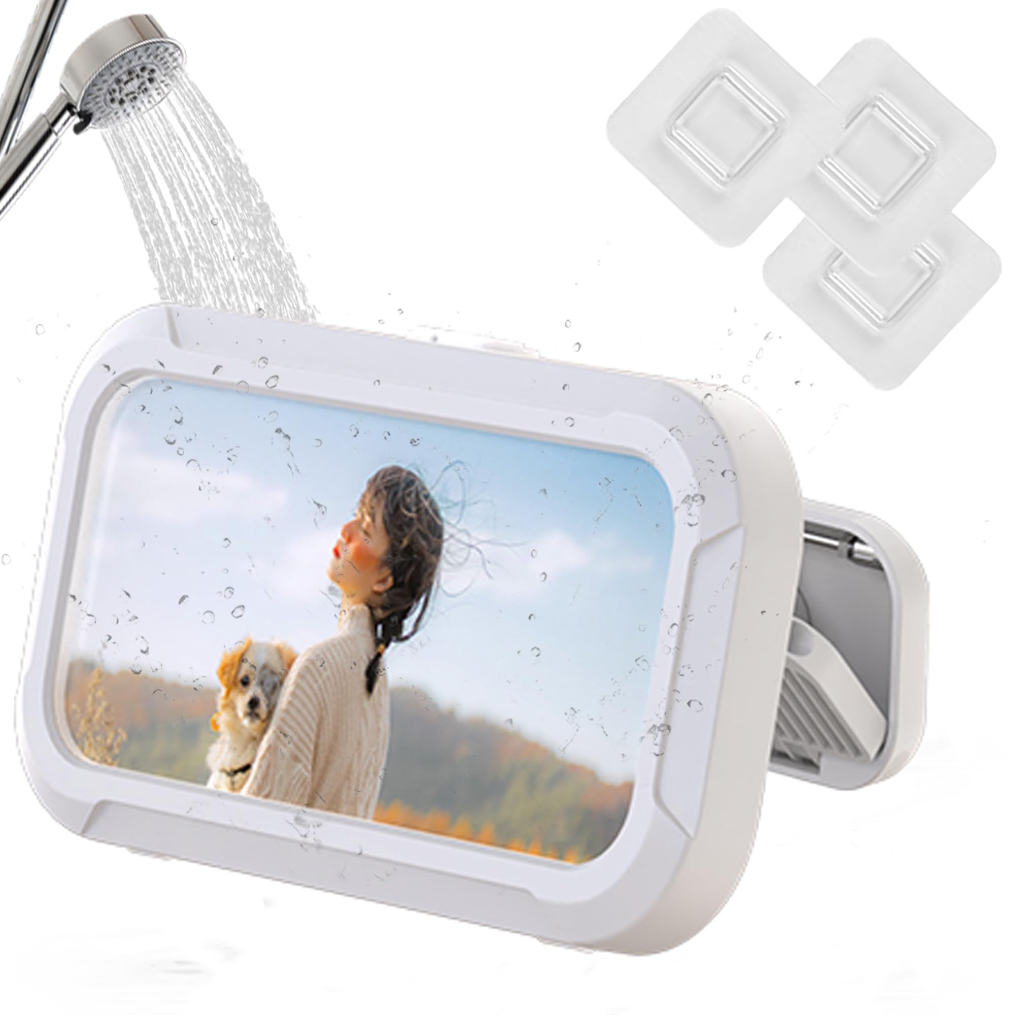 360° Rotatable Retractable Adjustable Shower Phone Case Holder,Anti-fog HD & sensitive screen ,Wall Mounted Phone Holder for Bathroom Mirror Bathtub