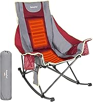 Vista 8 de SUNNYFEEL Silla Mecedora de Camping, Reclinable Acolchada de Lujo, Silla Plegable de Jardín de Gran Tamaño con Bolsillo, Resistente