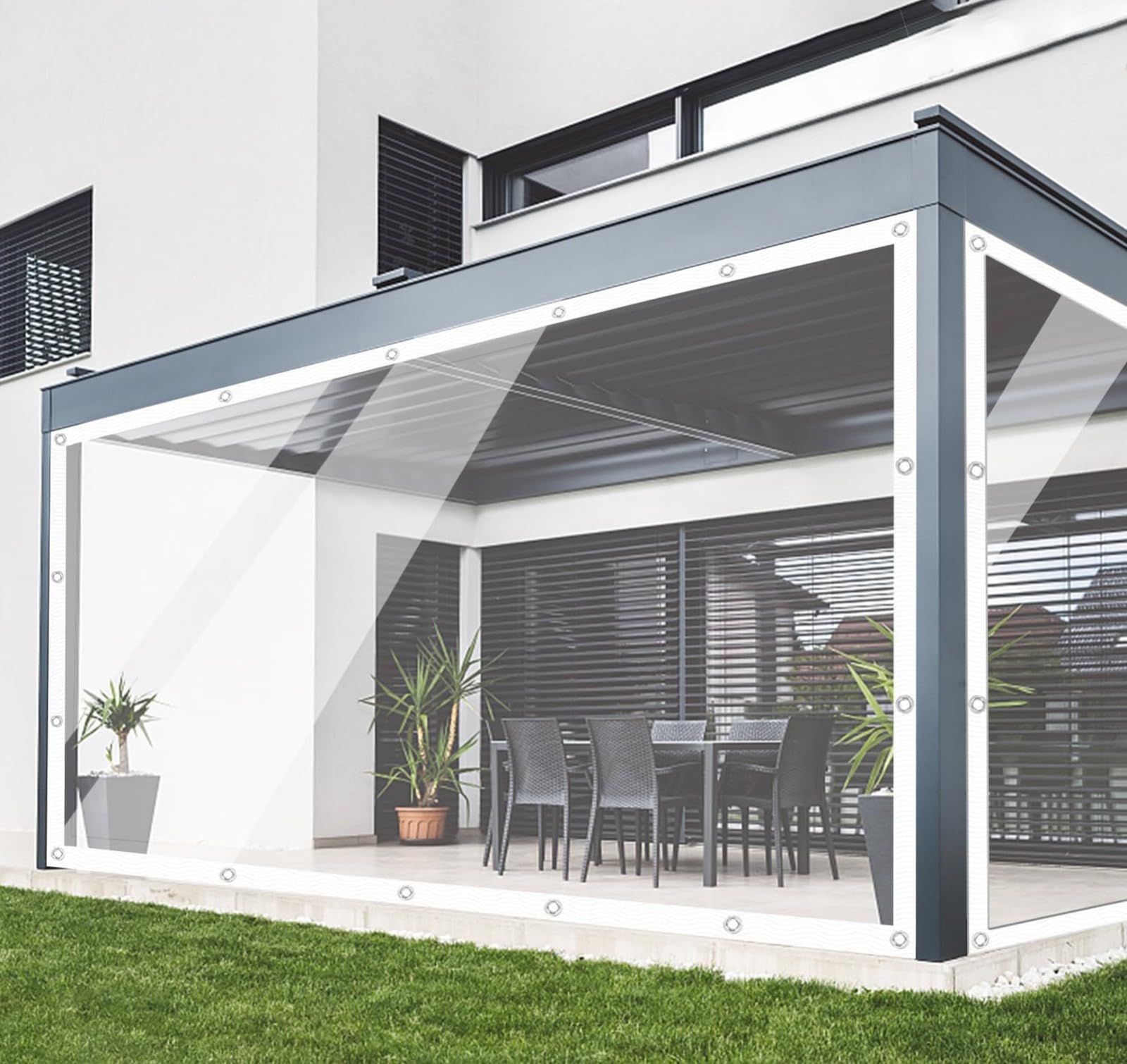 Lona transparente impermeable resistente con ojales para gallinero jardín y camping