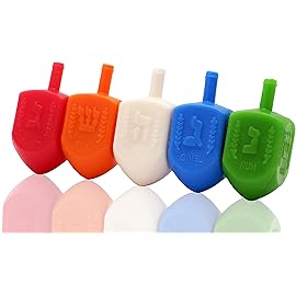 Hanukkah Dreidels 200-Pack Multicolor Plastic Chanuka Draydels with English Transliteration, Includes Dreidel Game Instruction Cards (200-Pack)