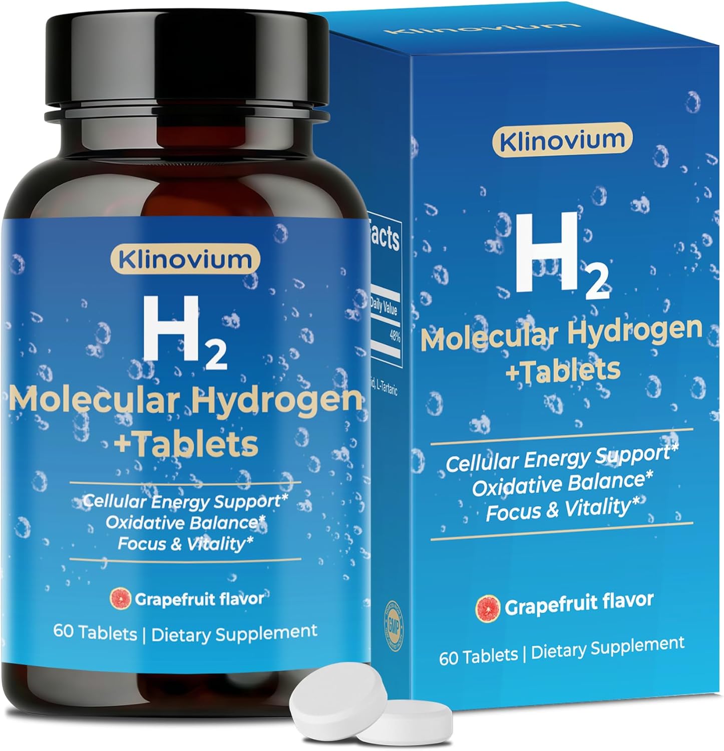 Hydrogen Water Tablets, Molecular Hydrogen Tablets with Magnesium, 12PM h2 Molecular Hydrogen, Supports Cellular Health, Oxidative Balance, Focus & Vitality, 60 Counts